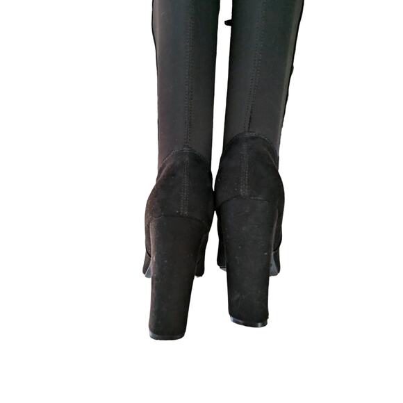 NWOT! BAMBOO! OVER-THE-KNEE BLACK VEGAN SUEDE ELASTIC BACK CHUNKY BOOTS! SZ 8.5M - Picture 8 of 11